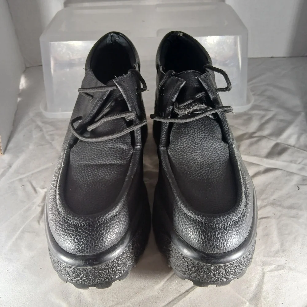 Bershka Womens Black Pebbled Platform Oxford Chunky Block Heel Shoes 39 1666/660